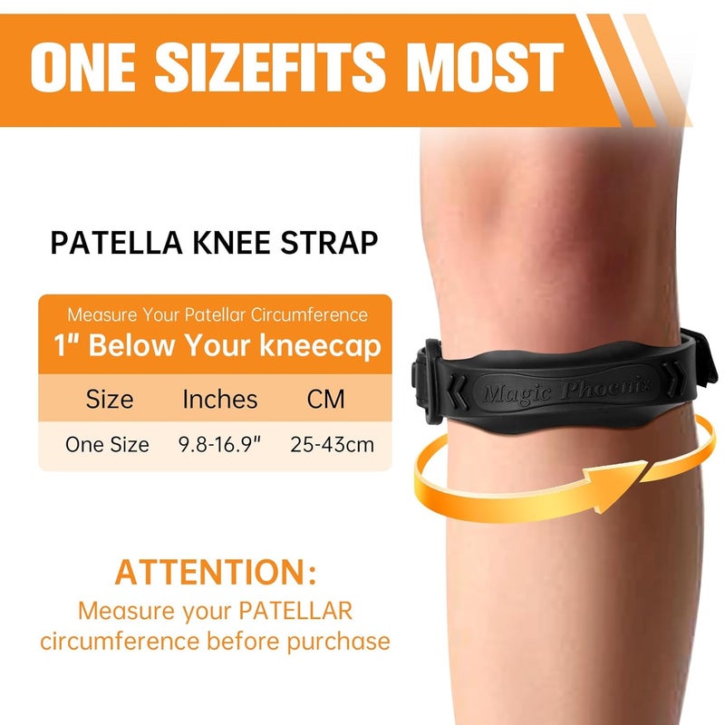 Magic Phoenix Premium Silicone Patella Band – Adjustable Knee Strap for Patellar Tendon Support & Pain Relief, Ideal for Tendonitis, Jumper’s Knee & Sports Recovery – 2 Pack (black) - Image 5